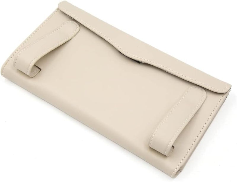 حامل علبة المناديل الورقية العالمي من الجلد الصناعي بلون البيج لتخزين المناديل الورقية - Image 2